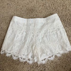 White lace shorts